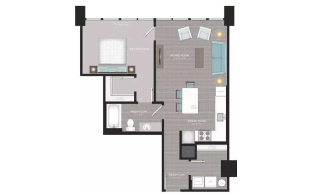 A4 - 1 bedroom floorplan layout with 1 bathroom and 810 square feet