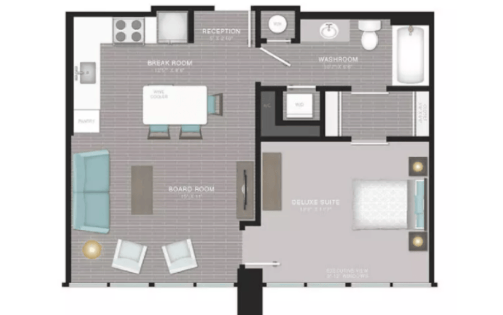 A1 - 1 bedroom floorplan layout with 1 bathroom and 686 square feet