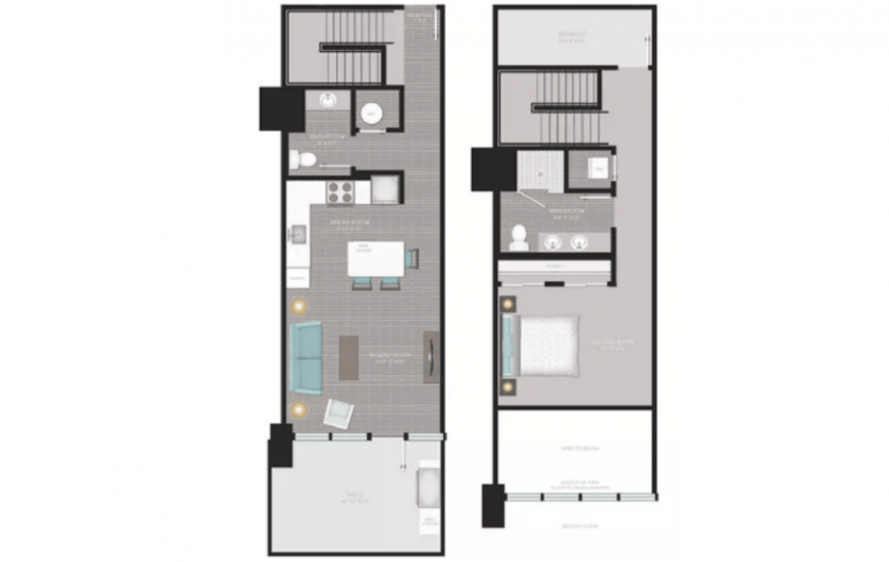 L1 - 1 bedroom floorplan layout with 1.5 bath and 1240 square feet.
