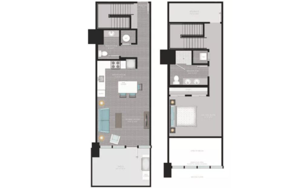 L1 - 1 bedroom floorplan layout with 1.5 bathroom and 1240 square feet